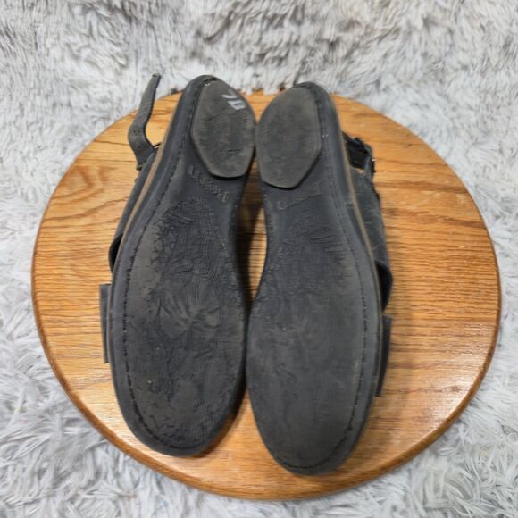 Born Kapri Womens Size 7 Black Leather Strappy Toe Wrap Wedge Sandals Winter DIS - Picture 6 of 7